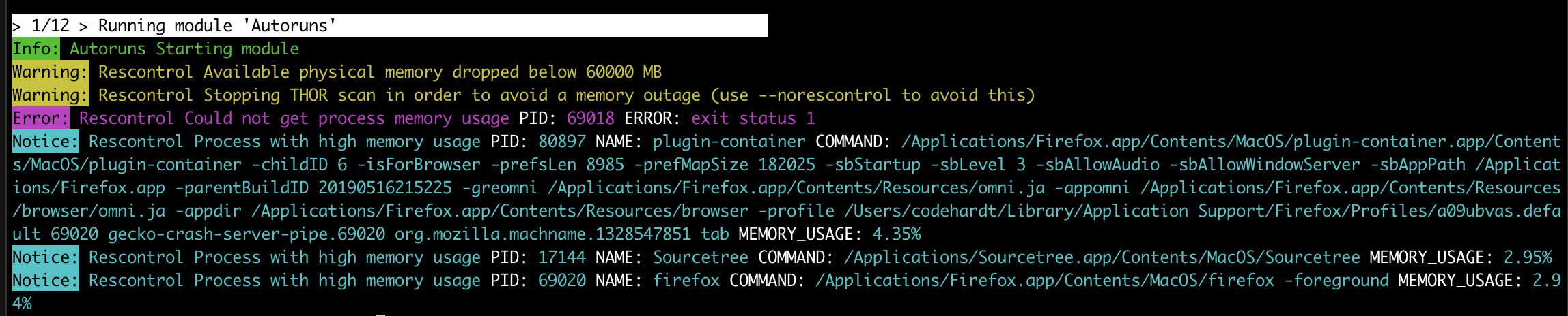 Resource Control Scan Termination