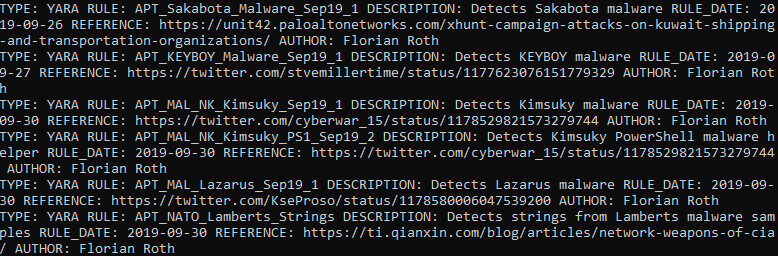 Rule List Output
