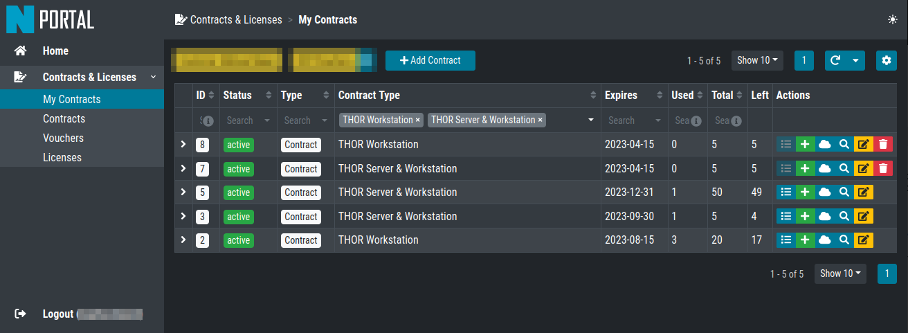 Contract Overview in the Portal