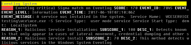 Example Sigma match on Windows Eventlog